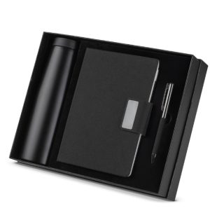 CJ300 - Kit escritório Caderno, Garrafa e Caneta Metalica