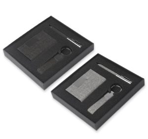CJ150 - Kit Escritório Porta Cartão, Chaveiro e Caneta Metálica